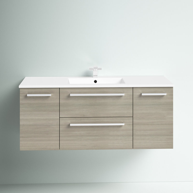 Mercury Row® Akron 48'' Wall Mounted Single Bathroom Vanity with